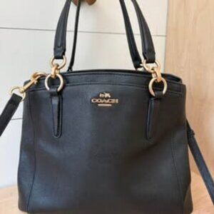 Coach Minetta Black Leather Satchel Crossbody Bag